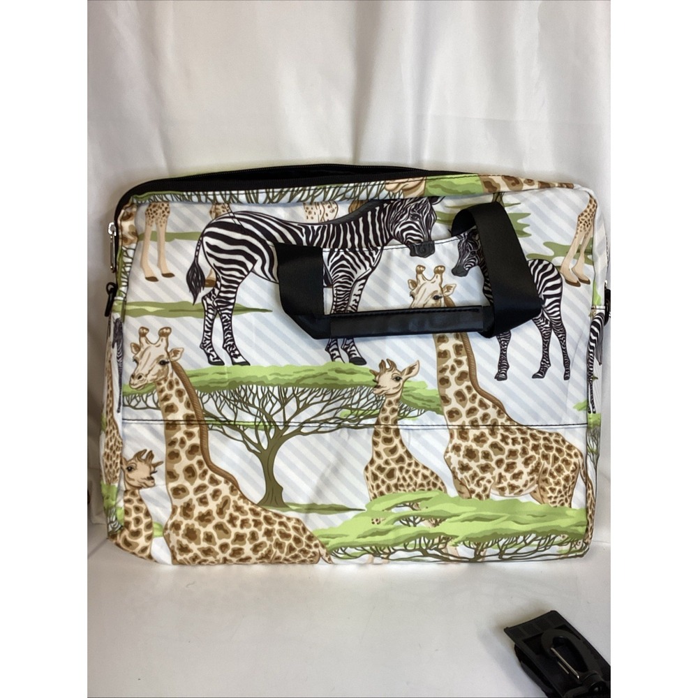 Laptop Bag With Short And Long Handle Safari Theme Lots Of Pockets 17" Wide 13"